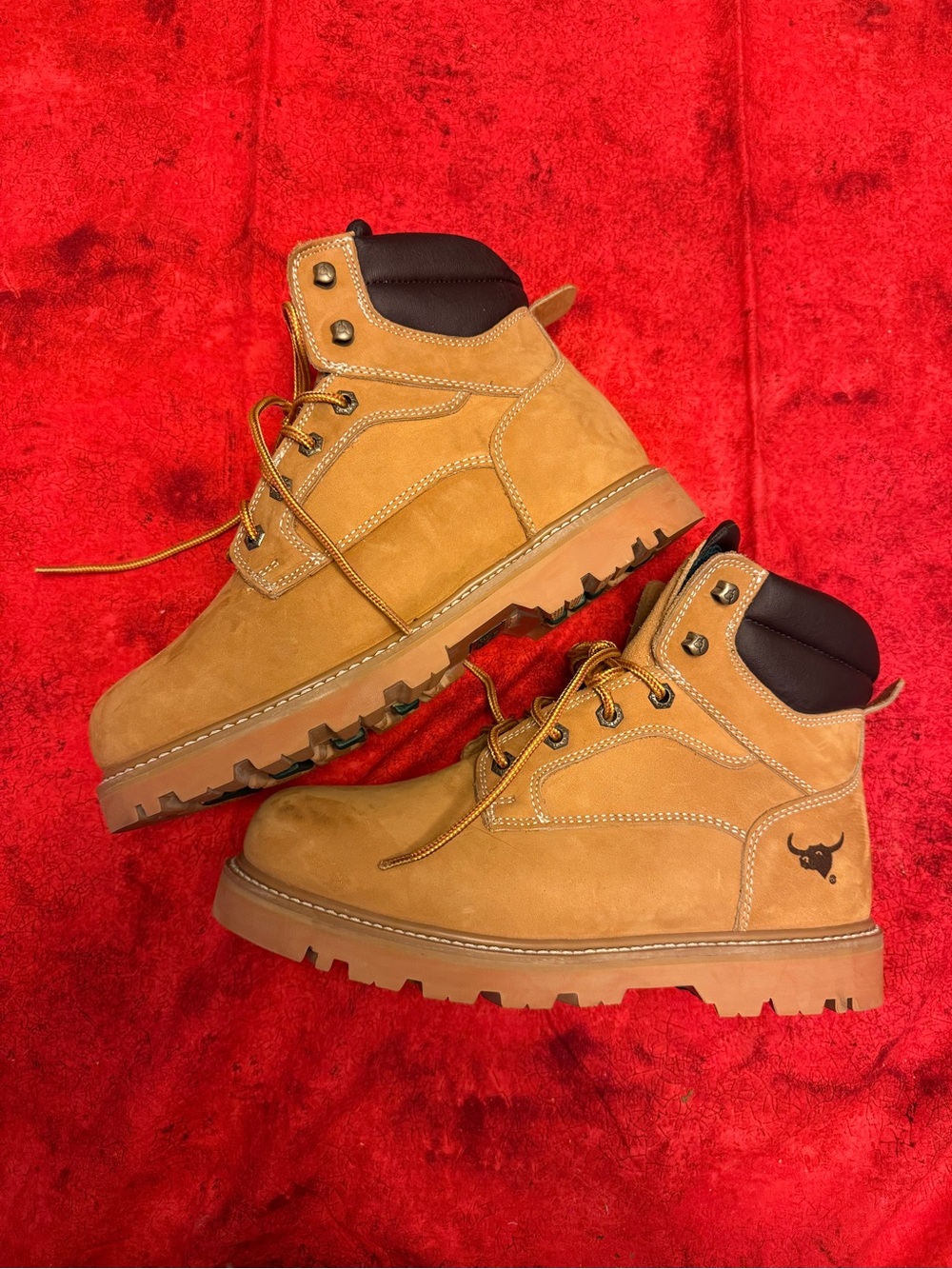 Men's Tan Work-Ready Lace-Up Boots with Padded Collar